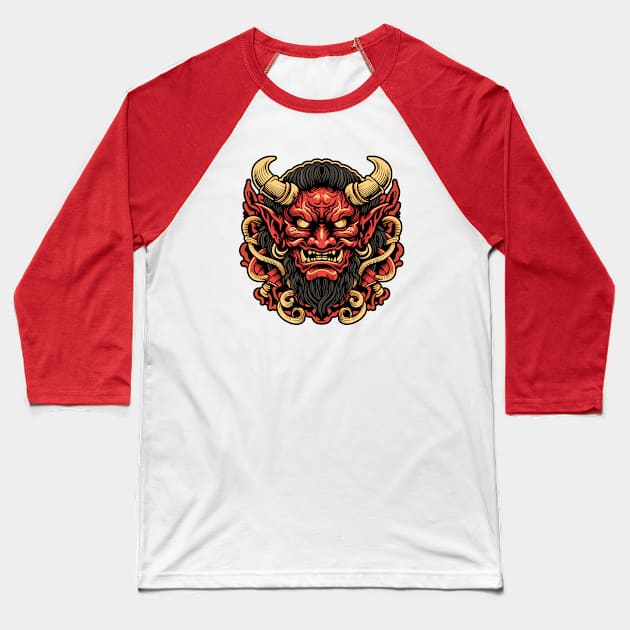 Japanese Folklore Tengu Baseball T-Shirt by Ikibrai